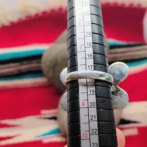 Southwest Butterfly Ring Sterling Silver Turquoise Purple Spiny Oyster Size 8 - Picture 6 of 7